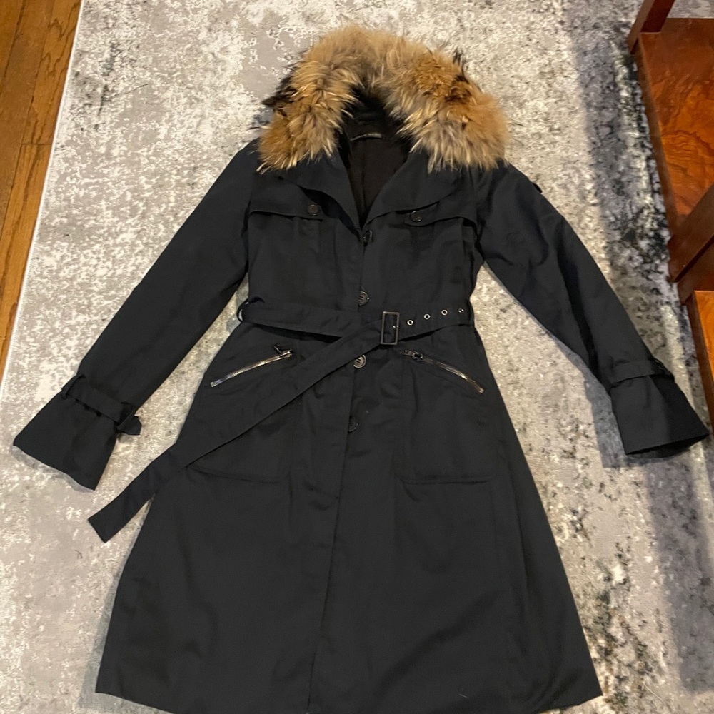 Andrew Marc Black belted coat